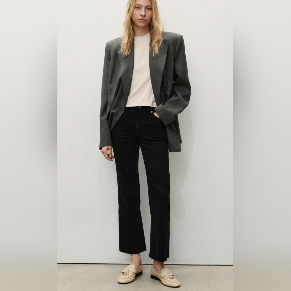 Mango Minimalist Jeans Cropped And Slightly Flared